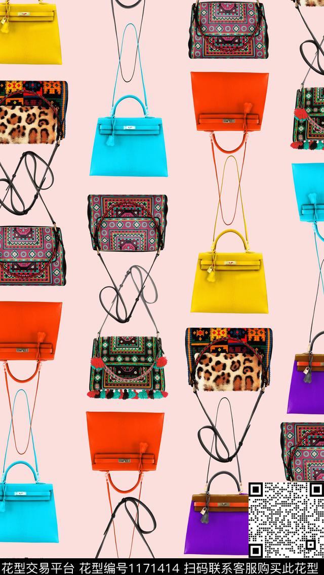 几何大牌风定位花数码印花华亿平台下载（图片编号: 1171414） - 瓦栏（Walan）