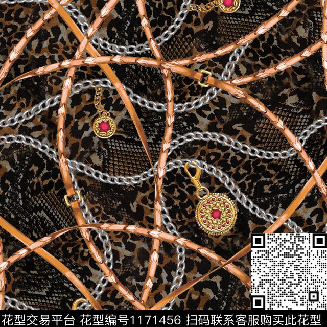 链条大牌风时尚潮流数码印花华亿平台下载（图片编号: 1171456） - 瓦栏（Walan）