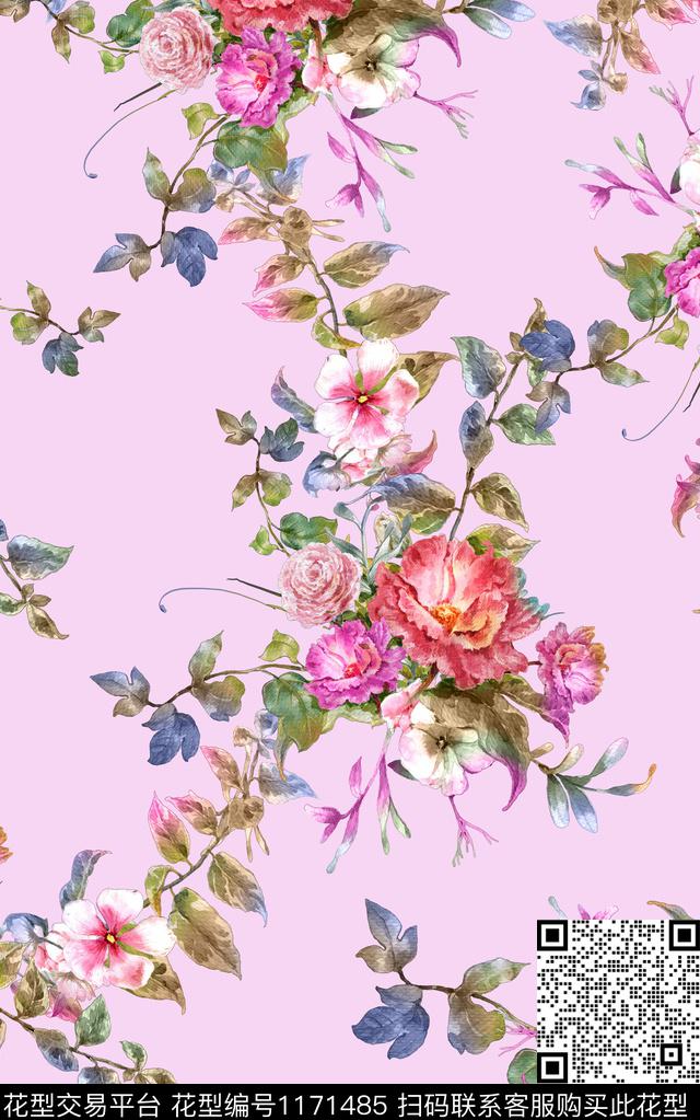 数码华亿平台花卉大牌风数码印花华亿平台下载（图片编号: 1171485） - 瓦栏（Walan）