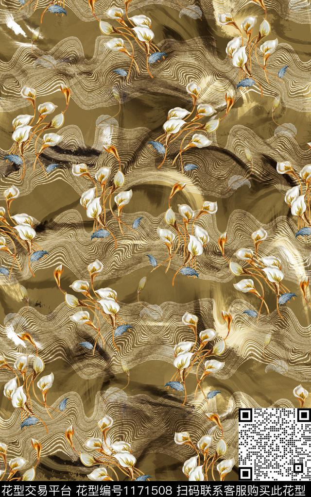 做旧真丝花卉传统印花华亿平台下载（图片编号: 1171508） - 瓦栏（Walan）