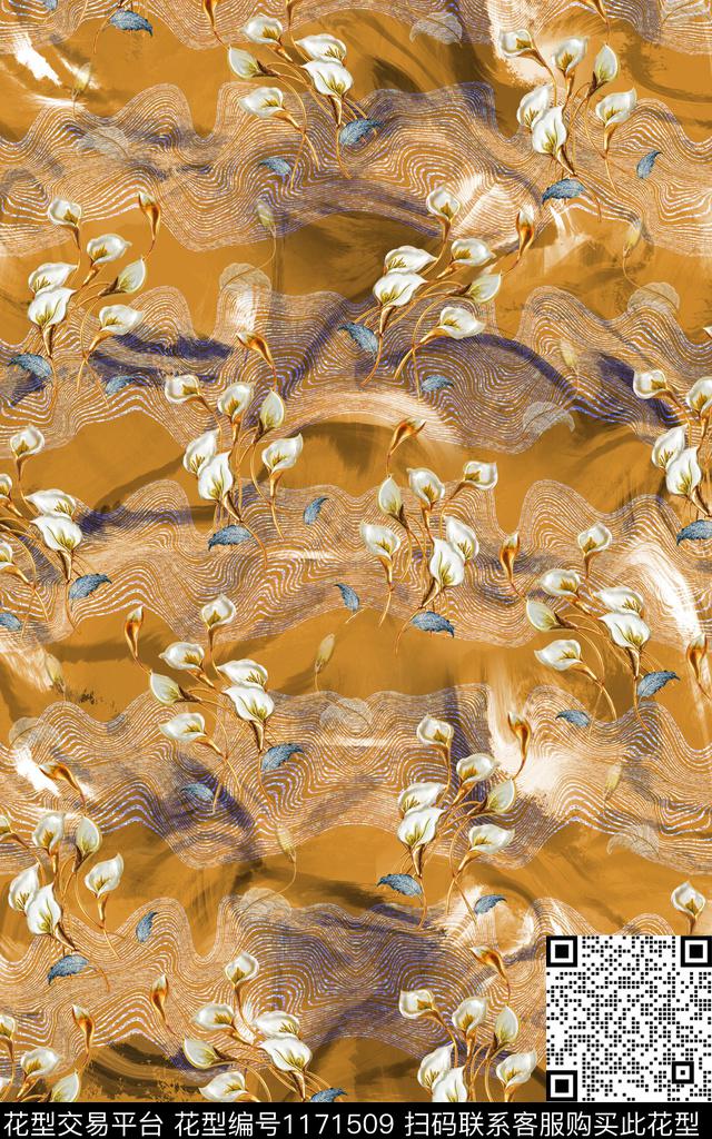 做旧真丝花卉传统印花华亿平台下载（图片编号: 1171509） - 瓦栏（Walan）