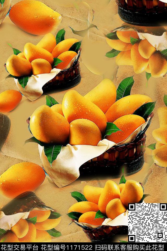 趣味俏皮水果迷彩图案数码印花华亿平台下载（图片编号: 1171522） - 瓦栏（Walan）