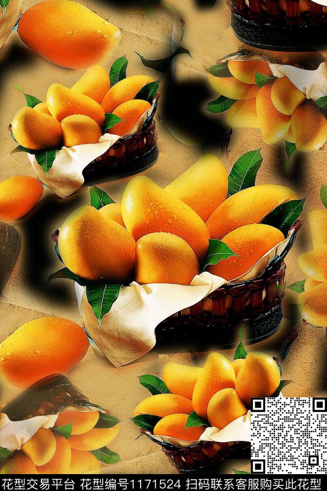 趣味俏皮水果迷彩图案数码印花华亿平台下载（图片编号: 1171524） - 瓦栏（Walan）