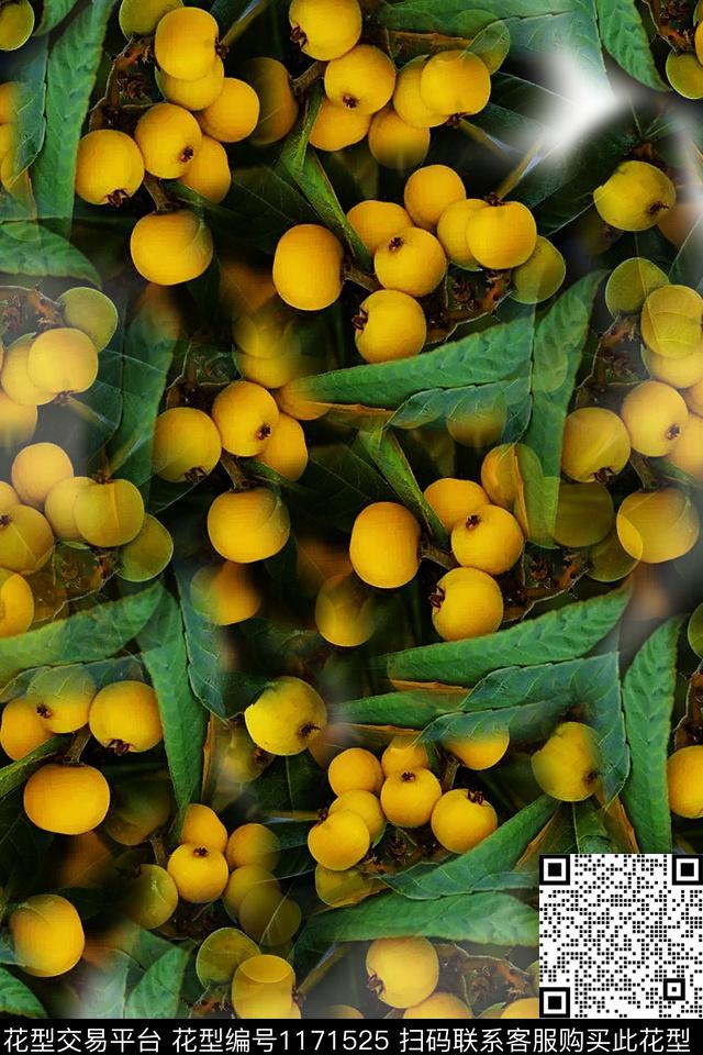 趣味俏皮水果琵琶果数码印花华亿平台下载（图片编号: 1171525） - 瓦栏（Walan）