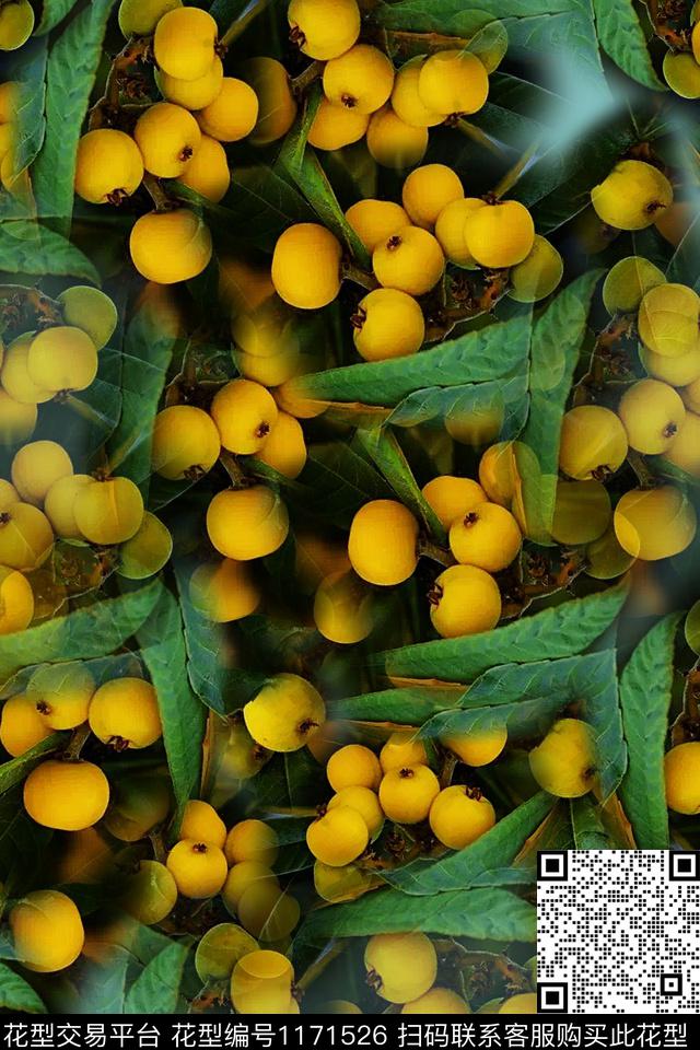 趣味俏皮水果琵琶果数码印花华亿平台下载（图片编号: 1171526） - 瓦栏（Walan）