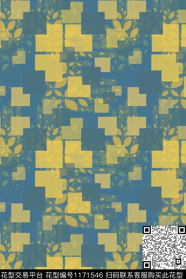 风格化花卉几何格子图案传统印花华亿平台下载（图片编号: 1171546） - 瓦栏（Walan）