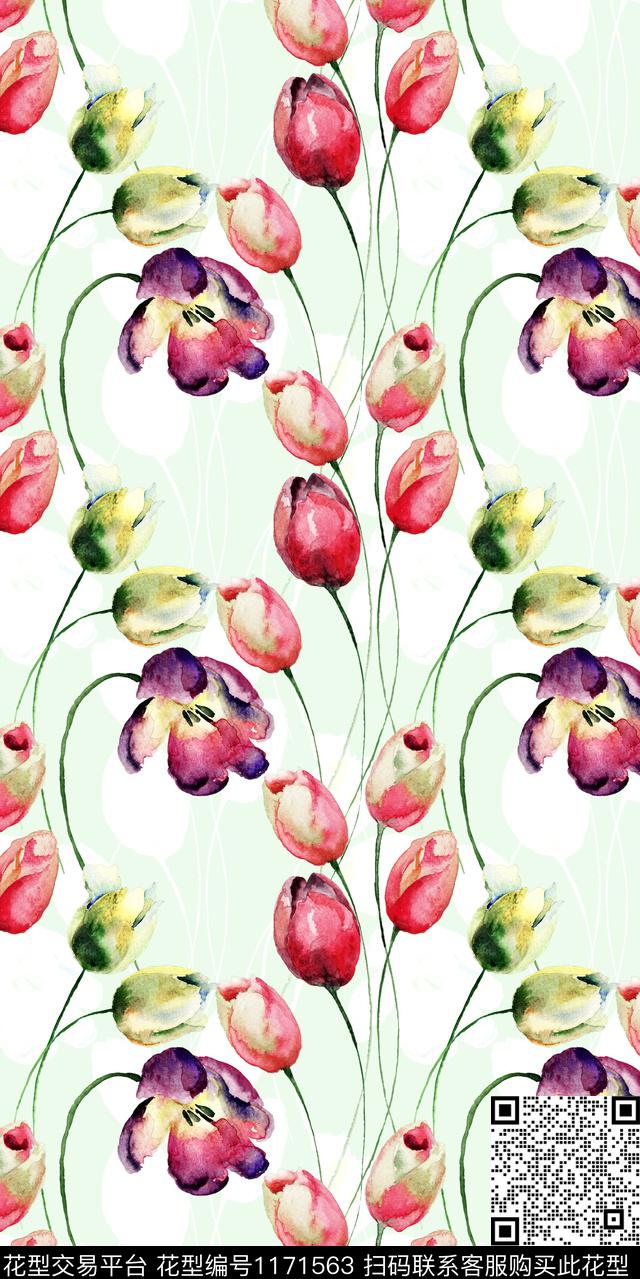 数码华亿平台清爽底花卉花卉数码印花华亿平台下载（图片编号: 1171563） - 瓦栏（Walan）