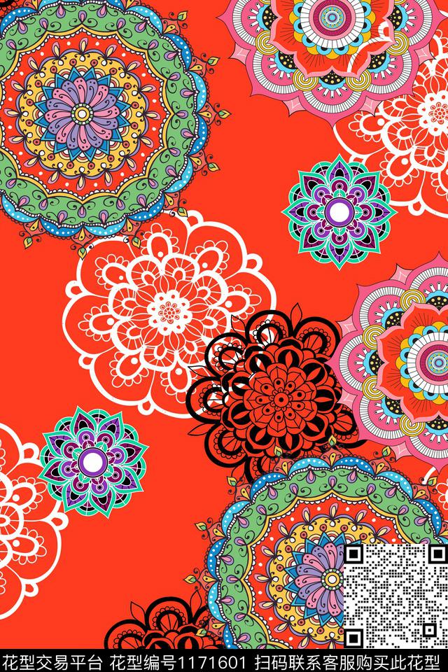 部落风曼陀罗民族风传统印花华亿平台下载（图片编号: 1171601） - 瓦栏（Walan）