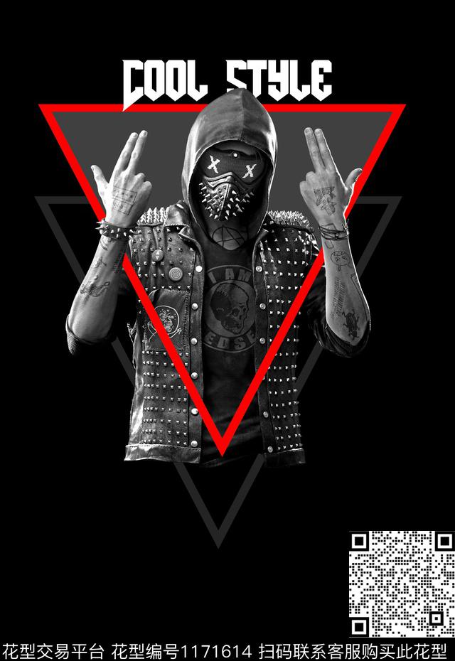 几何T桖胸花男装印花人物插画数码印花华亿平台下载（图片编号: 1171614） - 瓦栏（Walan）