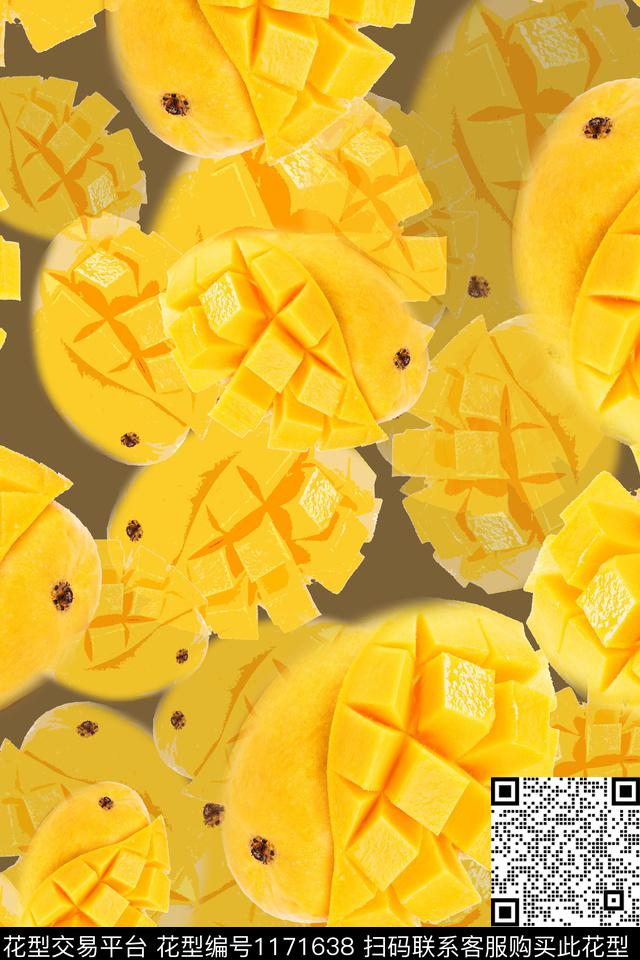 趣味芒果俏皮水果数码印花华亿平台下载（图片编号: 1171638） - 瓦栏（Walan）