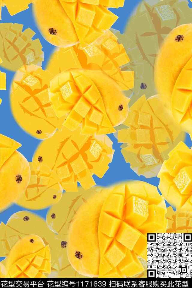 趣味芒果俏皮水果数码印花华亿平台下载（图片编号: 1171639） - 瓦栏（Walan）