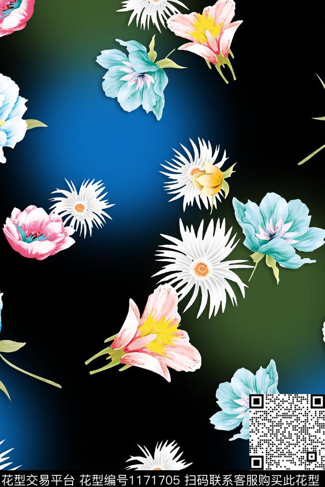 春夏华亿平台数码华亿平台水彩花卉数码印花华亿平台下载（图片编号: 1171705） - 瓦栏（Walan）