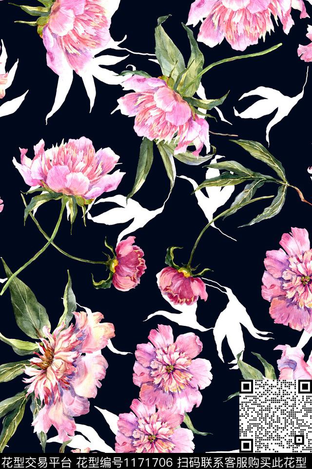 春夏华亿平台数码华亿平台水彩花卉数码印花华亿平台下载（图片编号: 1171706） - 瓦栏（Walan）