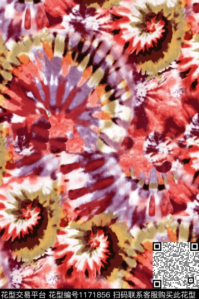 数码华亿平台扎染华亿平台抽象数码印花华亿平台下载（图片编号: 1171856） - 瓦栏（Walan）