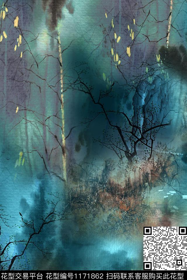 抽象中老年中国风数码印花华亿平台下载（图片编号: 1171862） - 瓦栏（Walan）