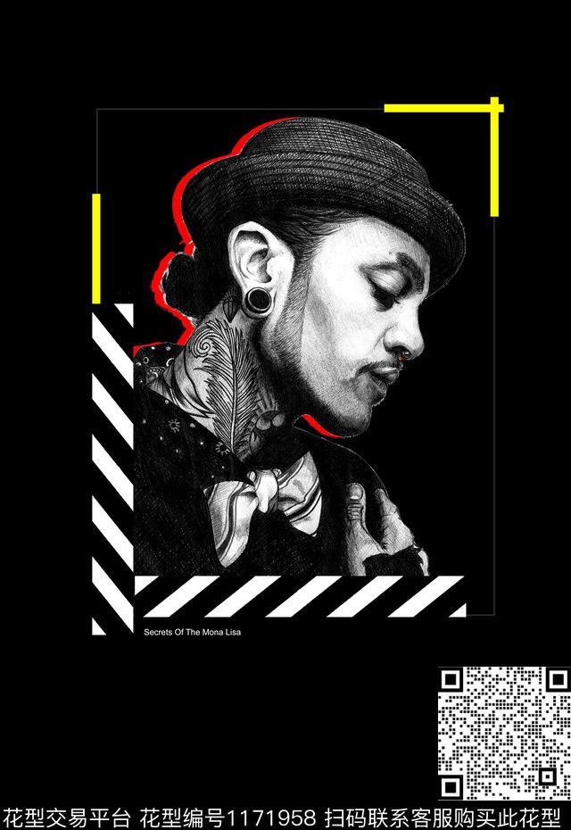 定位男装印花T桖卫衣胸花插画人物数码印花华亿平台下载（图片编号: 1171958） - 瓦栏（Walan）