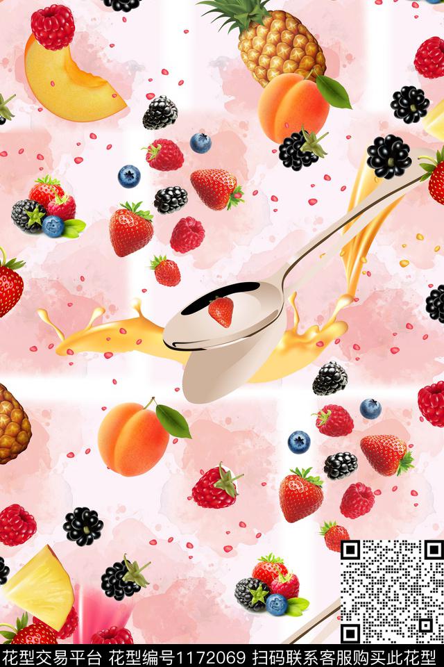 手绘大牌风水果数码印花华亿平台下载（图片编号: 1172069） - 瓦栏（Walan）