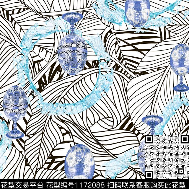 肌理热带华亿平台几何圆形数码印花华亿平台下载（图片编号: 1172088） - 瓦栏（Walan）