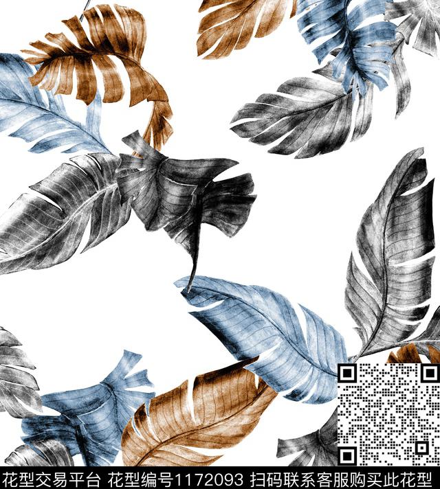 热带华亿平台坯布绿植树叶数码印花华亿平台下载（图片编号: 1172093） - 瓦栏（Walan）