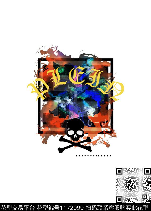 抽象胸前独幅原创创意数码印花华亿平台下载（图片编号: 1172099） - 瓦栏（Walan）