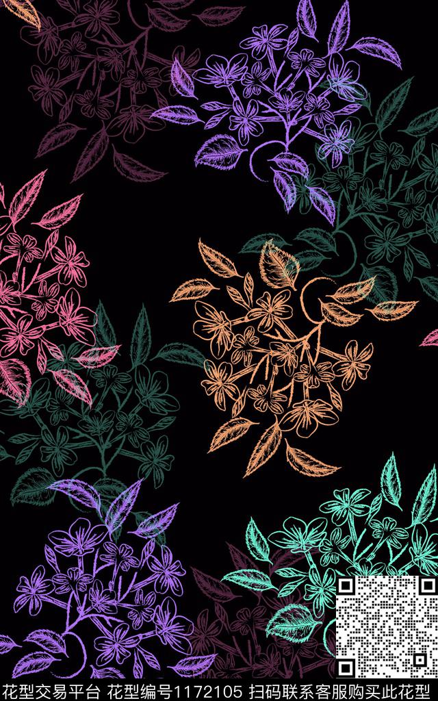 时尚女装花卉数码印花华亿平台下载（图片编号: 1172105） - 瓦栏（Walan）