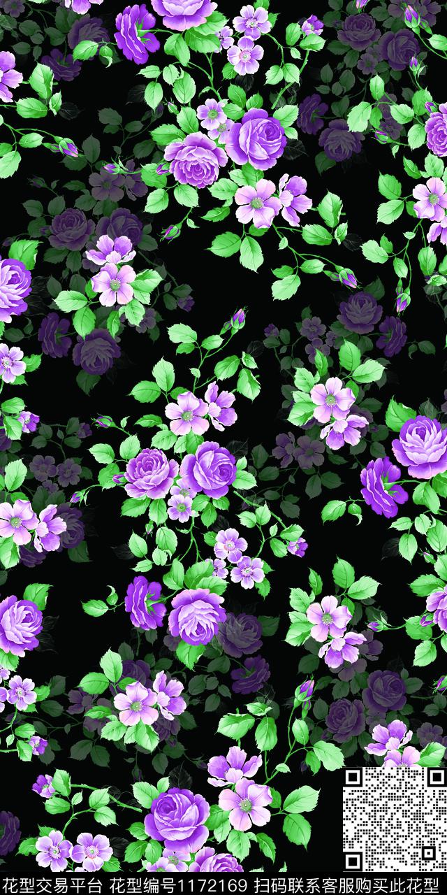 数码华亿平台炫彩花卉数码印花华亿平台下载（图片编号: 1172169） - 瓦栏（Walan）