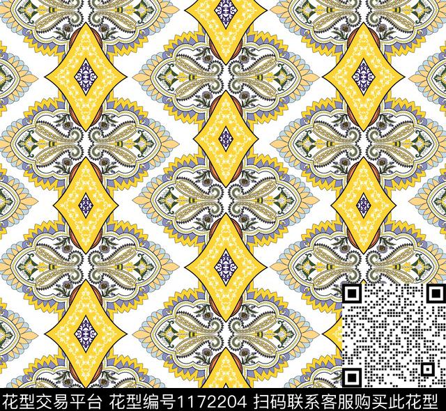 几何抽象花卉数码印花华亿平台下载（图片编号: 1172204） - 瓦栏（Walan）