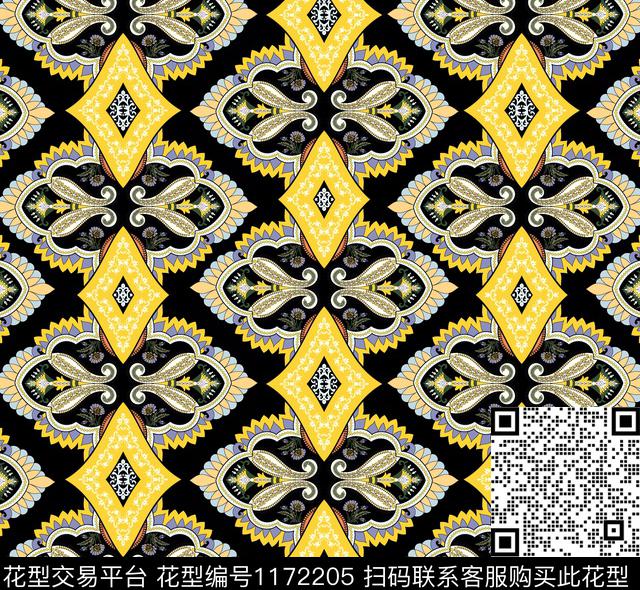 几何抽象花卉数码印花华亿平台下载（图片编号: 1172205） - 瓦栏（Walan）