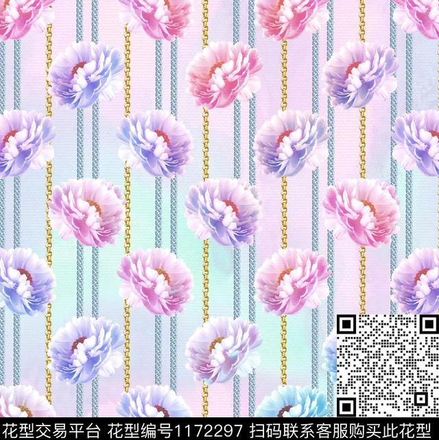链条小清新水粉数码印花华亿平台下载（图片编号: 1172297） - 瓦栏（Walan）