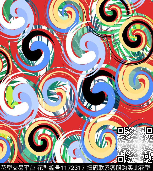 春夏华亿平台旋涡热带华亿平台传统印花华亿平台下载（图片编号: 1172317） - 瓦栏（Walan）