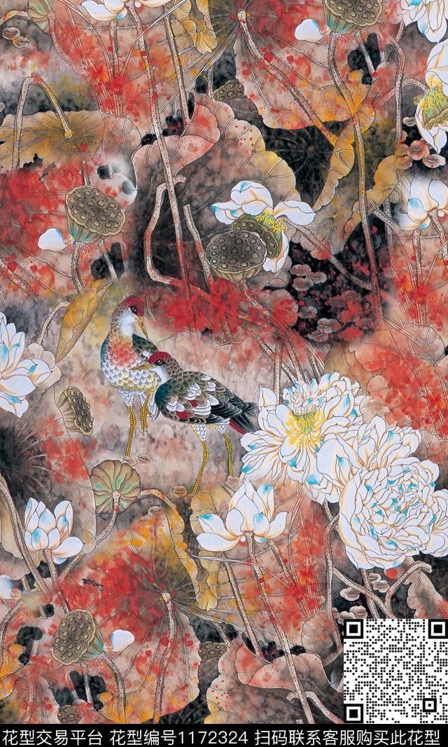 数码华亿平台花卉大牌风数码印花华亿平台下载（图片编号: 1172324） - 瓦栏（Walan）