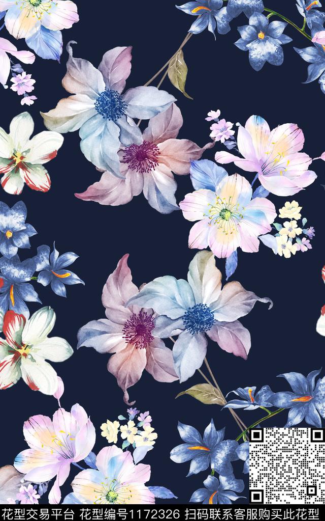 数码华亿平台花卉大牌风数码印花华亿平台下载（图片编号: 1172326） - 瓦栏（Walan）