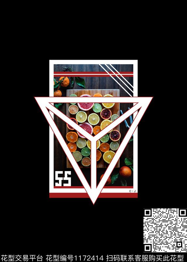 水果胸前独幅原创创意数码印花华亿平台下载（图片编号: 1172414） - 瓦栏（Walan）