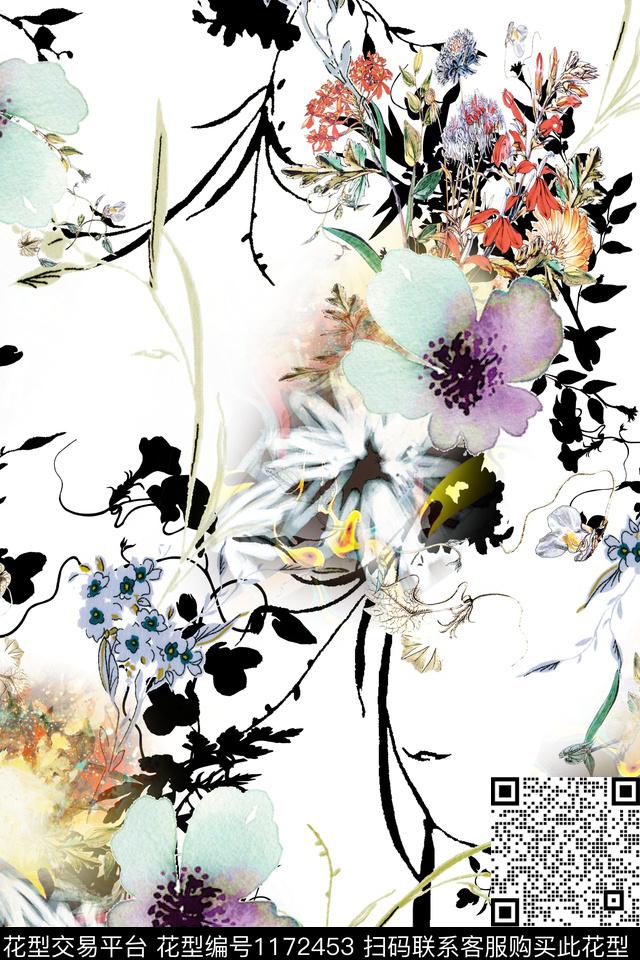 水彩花卉手绘花卉油画华亿平台数码印花华亿平台下载（图片编号: 1172453） - 瓦栏（Walan）