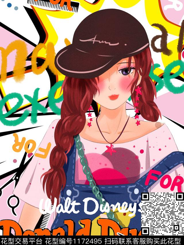 潮牌卡通人物趣味数码印花华亿平台下载（图片编号: 1172495） - 瓦栏（Walan）