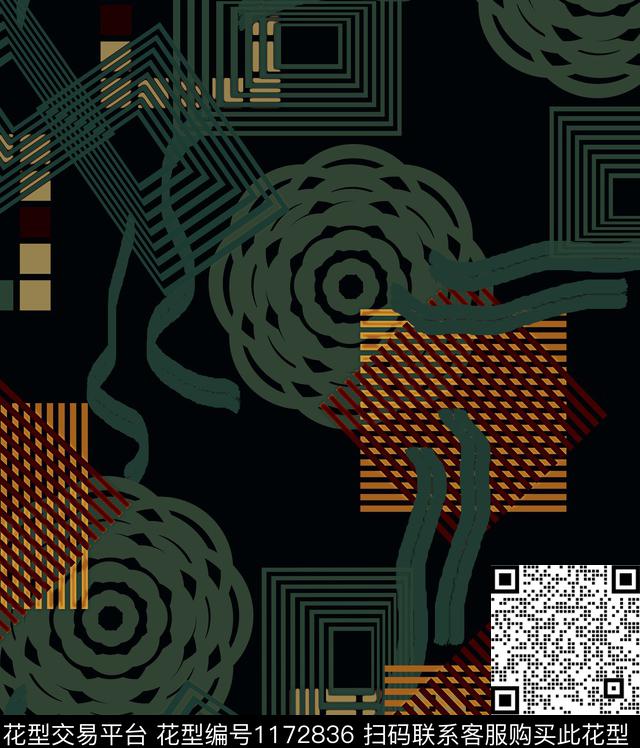 几何格子线条数码印花华亿平台下载（图片编号: 1172836） - 瓦栏（Walan）