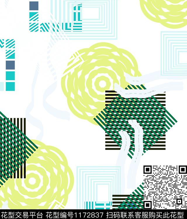 几何格子线条数码印花华亿平台下载（图片编号: 1172837） - 瓦栏（Walan）