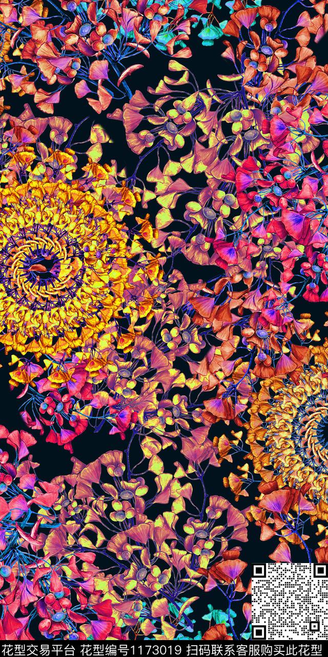 数码华亿平台几何花瓣数码印花华亿平台下载（图片编号: 1173019） - 瓦栏（Walan）
