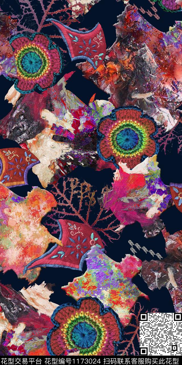 数码华亿平台抽象大牌风数码印花华亿平台下载（图片编号: 1173024） - 瓦栏（Walan）