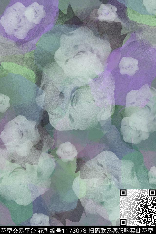 文艺花卉大牌风数码印花华亿平台下载（图片编号: 1173073） - 瓦栏（Walan）