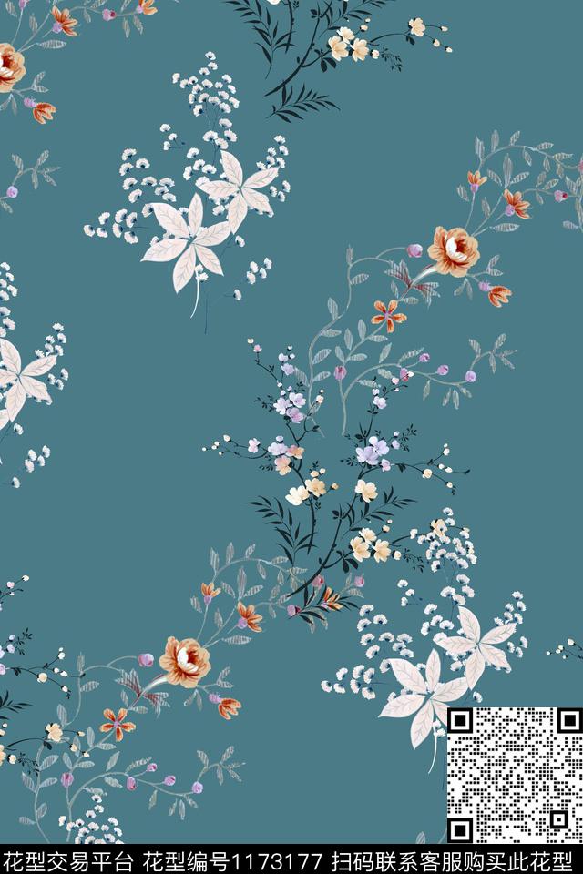 春夏华亿平台花卉大牌风数码印花华亿平台下载（图片编号: 1173177） - 瓦栏（Walan）