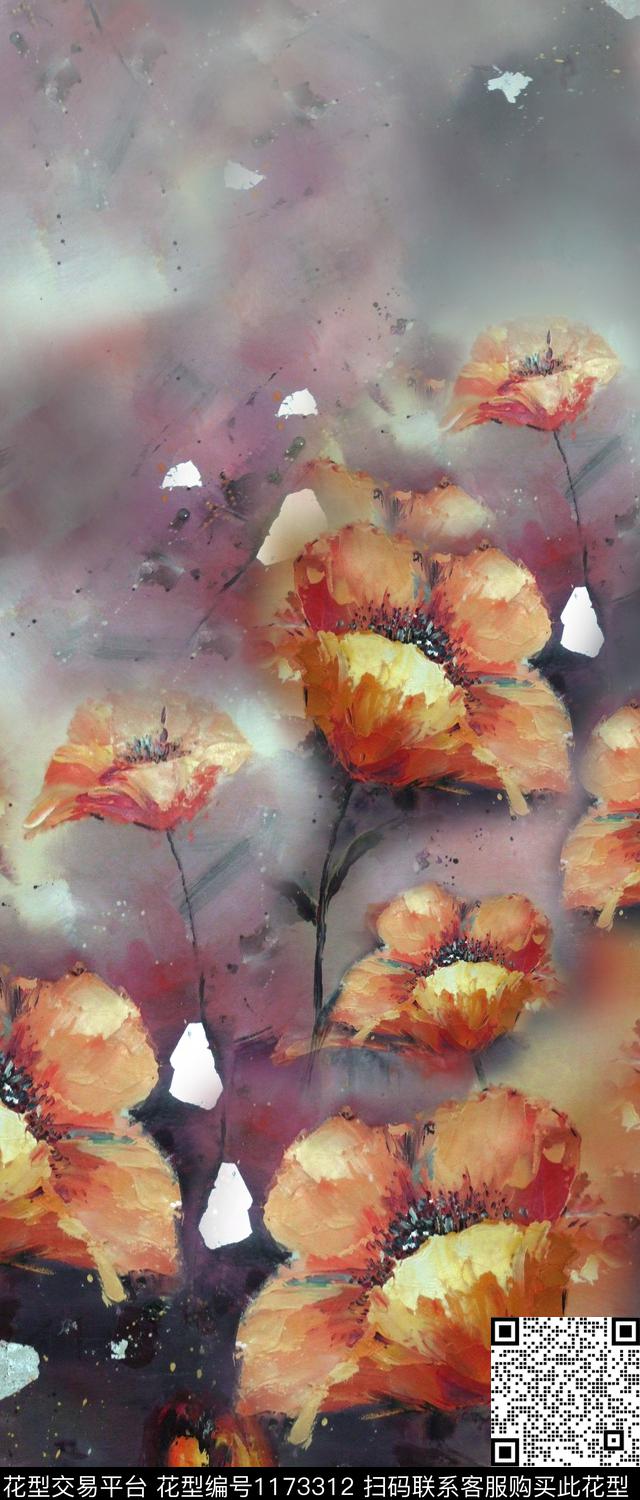 大花油画华亿平台定位花数码印花华亿平台下载（图片编号: 1173312） - 瓦栏（Walan）