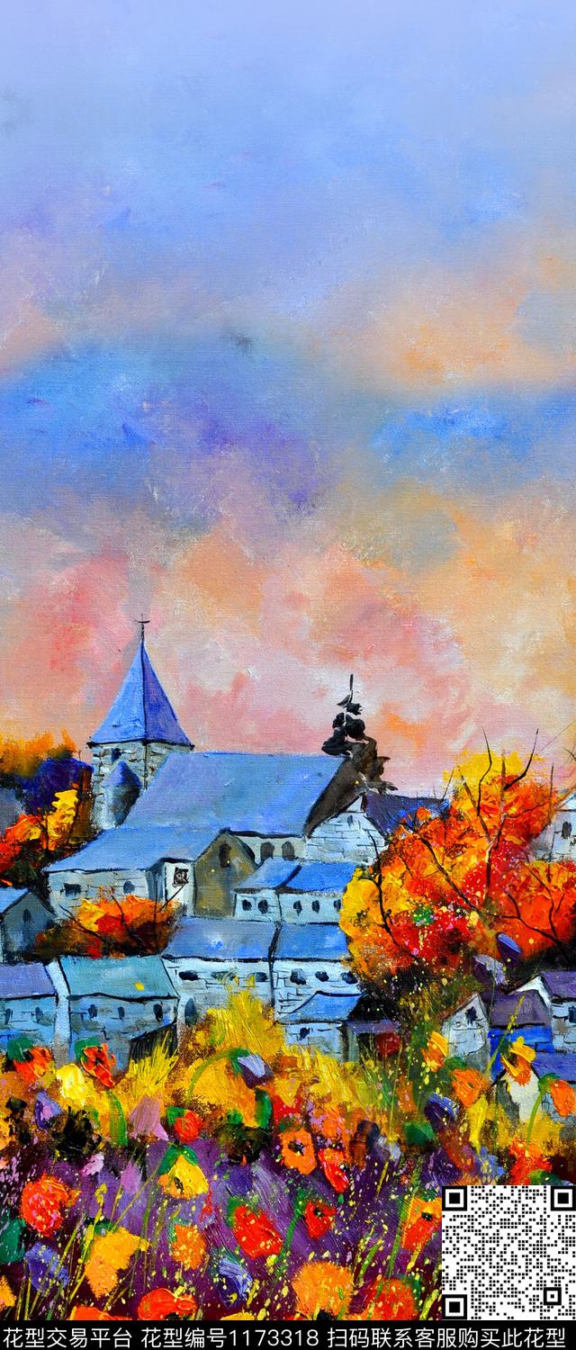 风景景观欧洲定位花数码印花华亿平台下载（图片编号: 1173318） - 瓦栏（Walan）