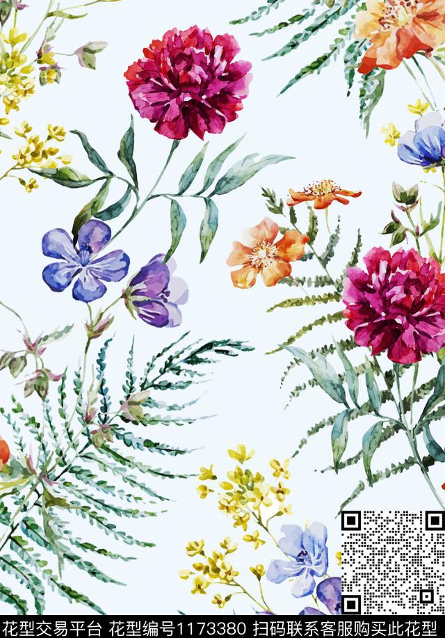 春夏华亿平台女装清爽底花卉数码印花华亿平台下载（图片编号: 1173380） - 瓦栏（Walan）