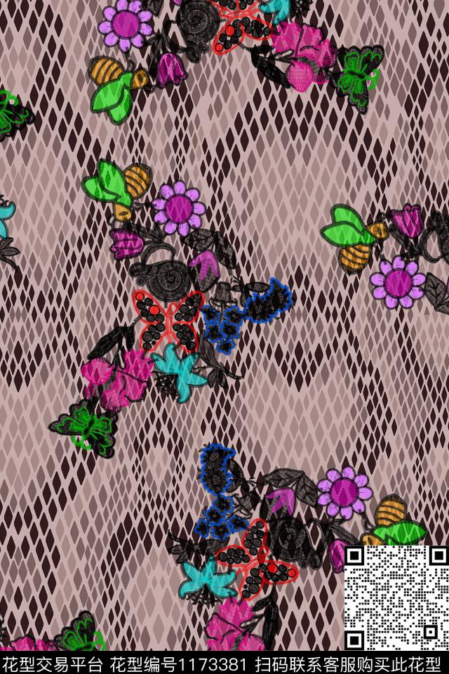 动物纹女装花卉数码印花华亿平台下载（图片编号: 1173381） - 瓦栏（Walan）