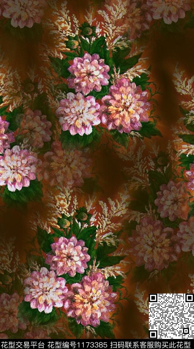女装花卉满版散花数码印花华亿平台下载（图片编号: 1173385） - 瓦栏（Walan）