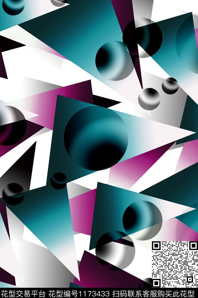 男装几何运动服数码印花华亿平台下载（图片编号: 1173433） - 瓦栏（Walan）