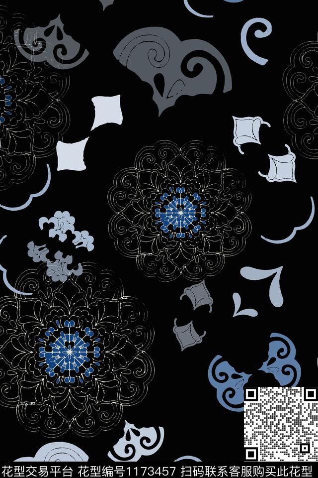 民族风图案古代纹饰传统时尚数码印花华亿平台下载（图片编号: 1173457） - 瓦栏（Walan）