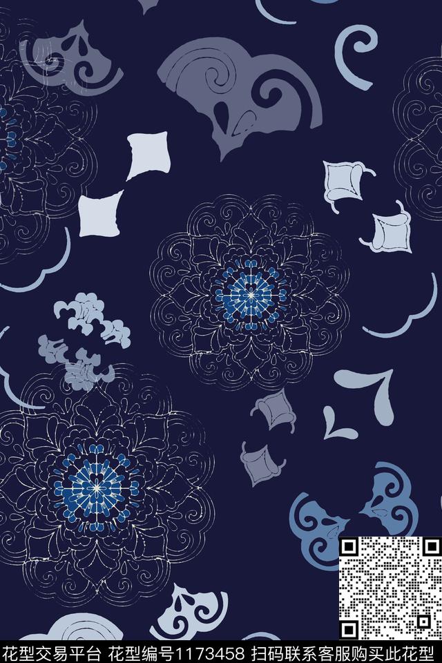 民族风图案古代纹饰传统时尚数码印花华亿平台下载（图片编号: 1173458） - 瓦栏（Walan）