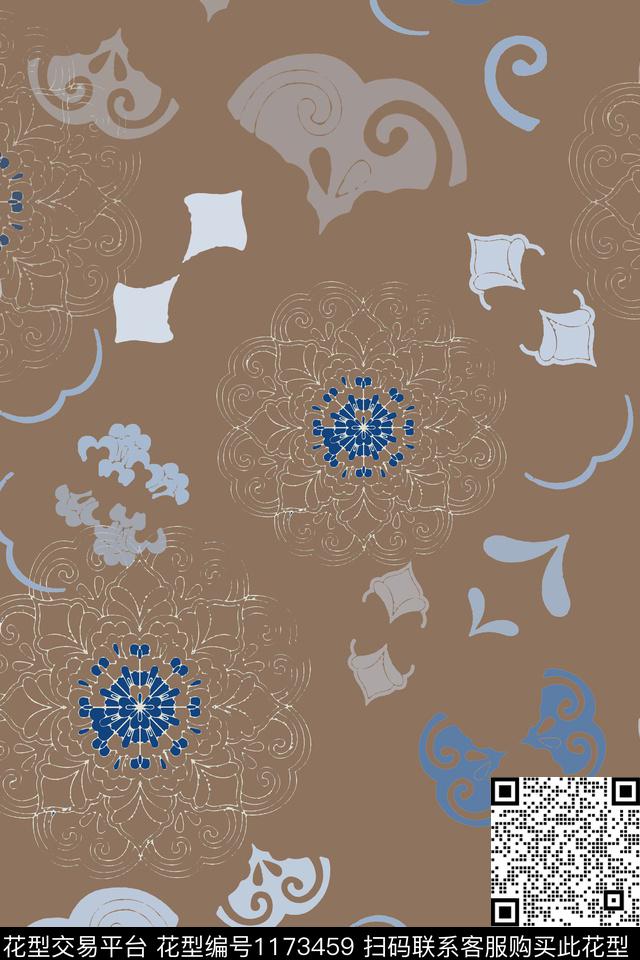 民族风图案古代纹饰传统时尚数码印花华亿平台下载（图片编号: 1173459） - 瓦栏（Walan）